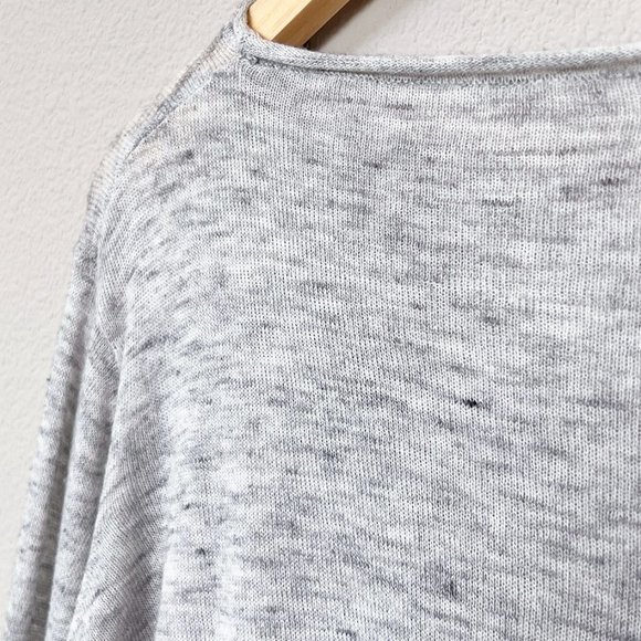 Zara Heather Gray Long Bow Tie Strap Cuff Balloon Sleeves Light Weight Sweater S - Picture 8 of 11